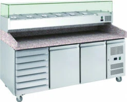 Chefsrange PP3D-PLUS 2 Door Pizza Prep Counter With Ambient Draws