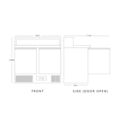 Blizzard BCC2PREPGRANITE Compact Gastronorm Pizza Prep Counter -Home Appliances bcc2prepgran 01